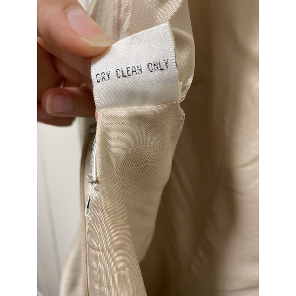 Gilar 100% Silk Fitted Hourglass Silhoutte Lined Sheath Dress Beige -Size 6 - Picture 12 of 14